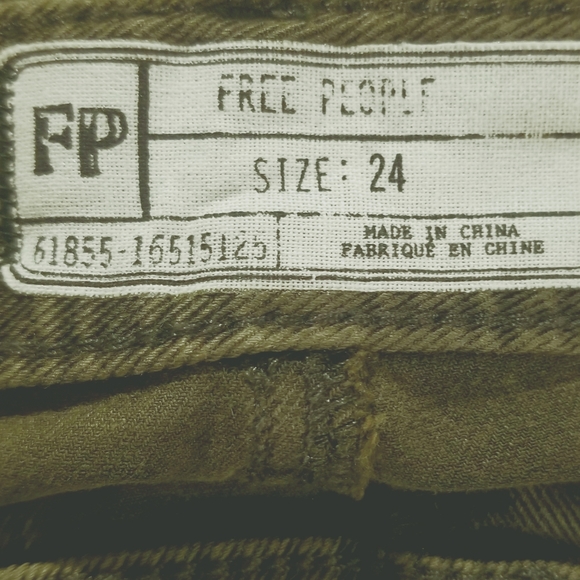NWT, Free People Moss/Army Green Cargo Pant, size 24 - Picture 10 of 10